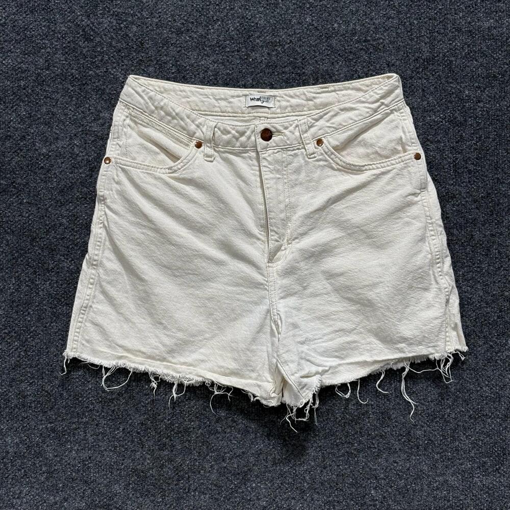 Wrangler Shorts Womens 30 Off White High Rise Cutoff Raw Hem Denim Casual Summer